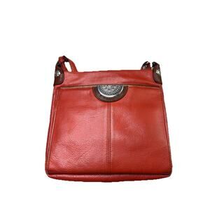 Brighton Shiloh Africanz Orange Purse Wallet Organizer Crossbody Pebble Leather